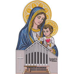 Matriz De Bordado Mater Ecclesiae Com Santuário Das Almas 36 Cm