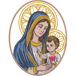 Matriz De Bordado Virgem Maria E Jesus Mater Ecclesiae 26 Cm Medalha