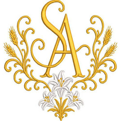 Matriz De Bordado Monograma Santo Antônio 14 Cm