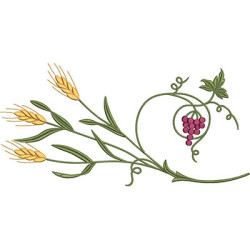 Embroidery Design Wheat And Grape Branch 35 Cm