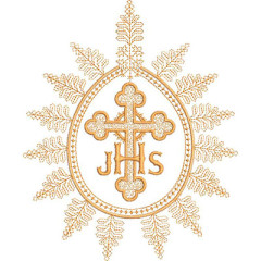 Matriz De Bordado Jhs E Cruz Na Moldura Decorada..