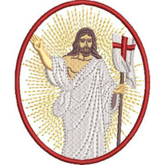 Matriz De Bordado Medalha Jesus Ressuscitado 10 Cm..