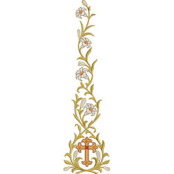 Embroidery Design Arabesque Design With Lilies And Cross, 35 Cm.