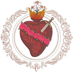 Matriz De Bordado Moldura Imaculado Coração De Maria..