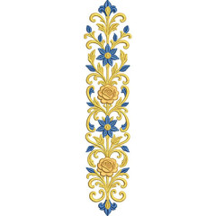 Matriz De Bordado Arabescos Florais Com Rosas Vertical..