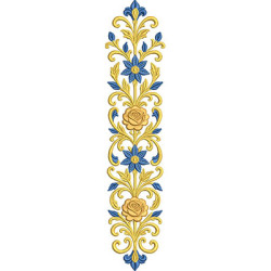 Diseño Para Bordado Arabesco Floral Con Rosas Vertical 30 Cm