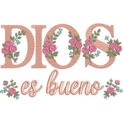 Matriz De Bordado Dios Es Bueno Com Flores..