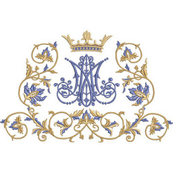 Embroidery Design Decorated Hail Mary Plaque 28 Cm