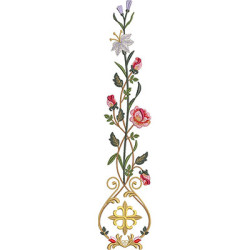 Embroidery Design 35 Cm Vertical Floral Design For Stole