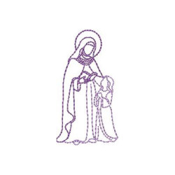 Matriz De Bordado Santa Ana Com Maria Contornadas 7 Cm