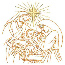 Matriz De Bordado Sagrada Família 10 Cm Contornada