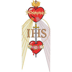 Diseño Para Bordado Sagrado E Inmaculado Corazón Ihs En Formato Vertical