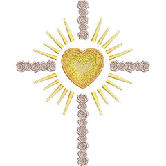 Matriz De Bordado Cruz De Rosas Com Coração 25 Cm..