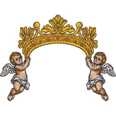 Matriz De Bordado Anjos Segurando Uma Coroa..