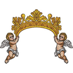 Diseño Para Bordado Ángeles Sosteniendo Una Corona