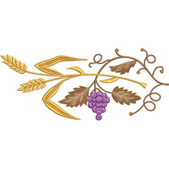 Matriz De Bordado Galho De Trigos E Uvas 32 Cm..