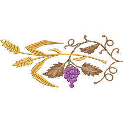 Diseño Para Bordado Rama Decorativa De Trigo Y Uvas De 32 Cm