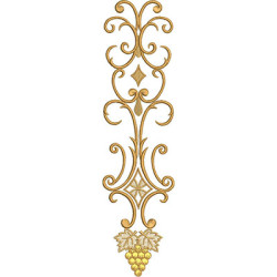 Diseño Para Bordado Vertical De Volutas Con Uvas, 30 Cm