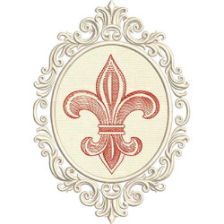 Diseño Para Bordado Baroque Frame With Fleur-de-lis – 19 Cm