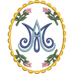 Matriz De Bordado Medalha Mariana 14 Cm..