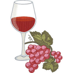 Diseño Para Bordado Copa De Vino Y Uvas