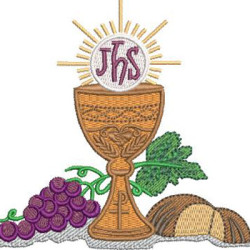 Diseño Para Bordado Cáliz Con Pan Y Uvas – Eucaristía