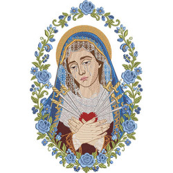 Matriz De Bordado Medalha Floral De Nossa Senhora Das Dores 30 Cm