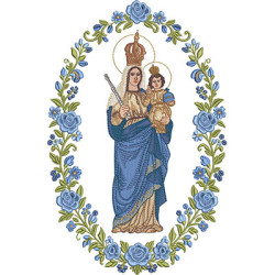 Matriz De Bordado Medalha Floral Nossa Senhora De Abadia