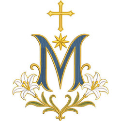 Embroidery Design M With Lilies And Cross, 22 Cm