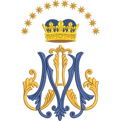 Matriz De Bordado Mariano Com Coroa 30 Cm