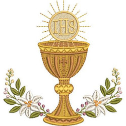 Embroidery Design Chalice With Consecrated Host And Lilies