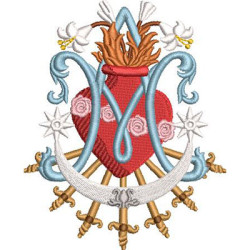 Matriz De Bordado Doloroso Coração De Maria 12 Cm