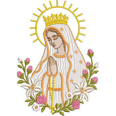 Matriz De Bordado Nossa Senhora De Fátima Com Lírios..