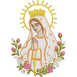 Embroidery Design Our Lady Of Fátima With Lilies