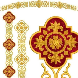 Embroidery Design Decorated Cross And Collar Casula Set