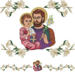 LILIES AND SAINT JOSEPH ALTAR TOWEL SET 160