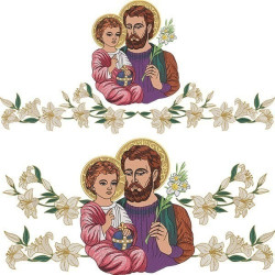 Diseño Para Bordado Juego De Toalla Altar Lirios Y San José 165