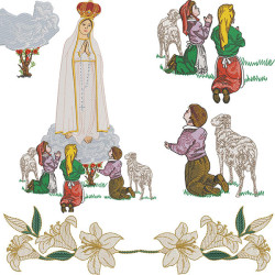 Embroidery Design Our Lady Of Fatima And Lilies Set