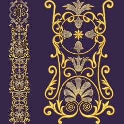 Embroidery Design Golden Embroidered Set For 1 Meter Gallon