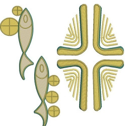 Diseño Para Bordado Juego De Peces Y Cruces Para Estola