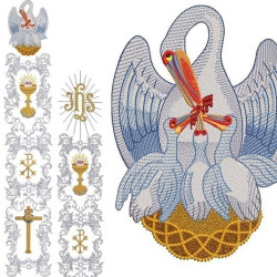 Embroidery Design Liturgic Pelican Gallon Set 2