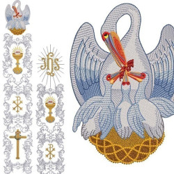 Diseño Para Bordado Conjunto Para Galones Litúrgicos Pelícano 2