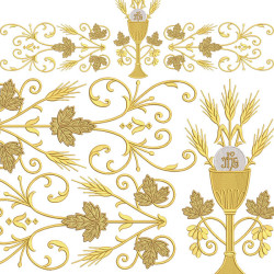 Embroidery Design Chalice Set With Wheat And Grapes 253