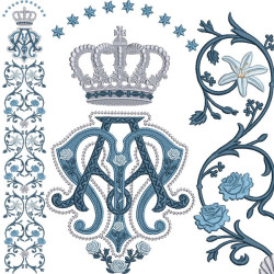 Diseño Para Bordado Conjunto Para Mariano Galon Con Flores Y Lirios 268
