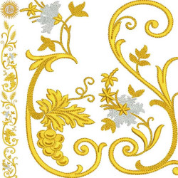 Embroidery Design Set For Gallon Wheat And Golden Grapes Ihs 319