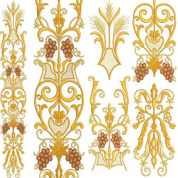Embroidery Design Set For Chasuble Wheat And Grapes 323