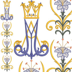 Diseño Para Bordado Conjunto Mariano Con Lirios 352