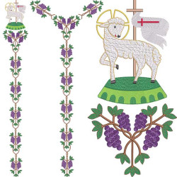 Embroidery Design Gallon Lamb Of God With Grapes 383