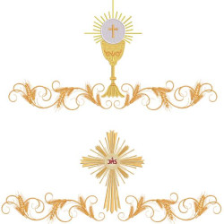 Embroidery Design Chalice And Cross Set For Altar Towel 405