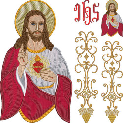 Embroidery Design Sacred Heart Of Jesus Gallon Set 411